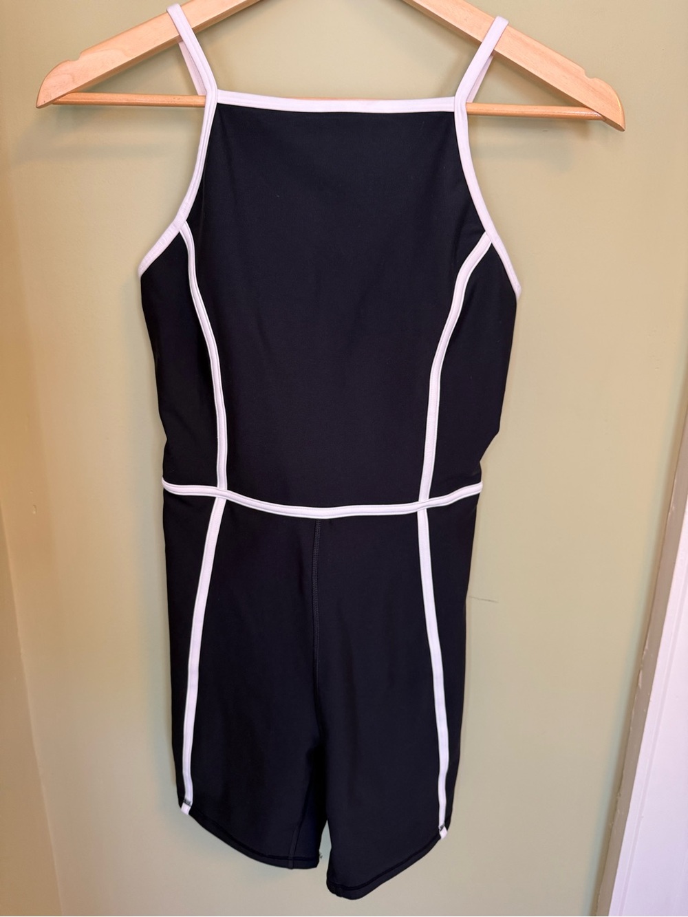 YPB SculptLUX Black Romper with White Piping
